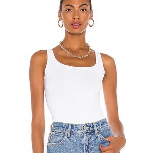 Theory Len Tubular Tank in White Sleeveless Bodysuit